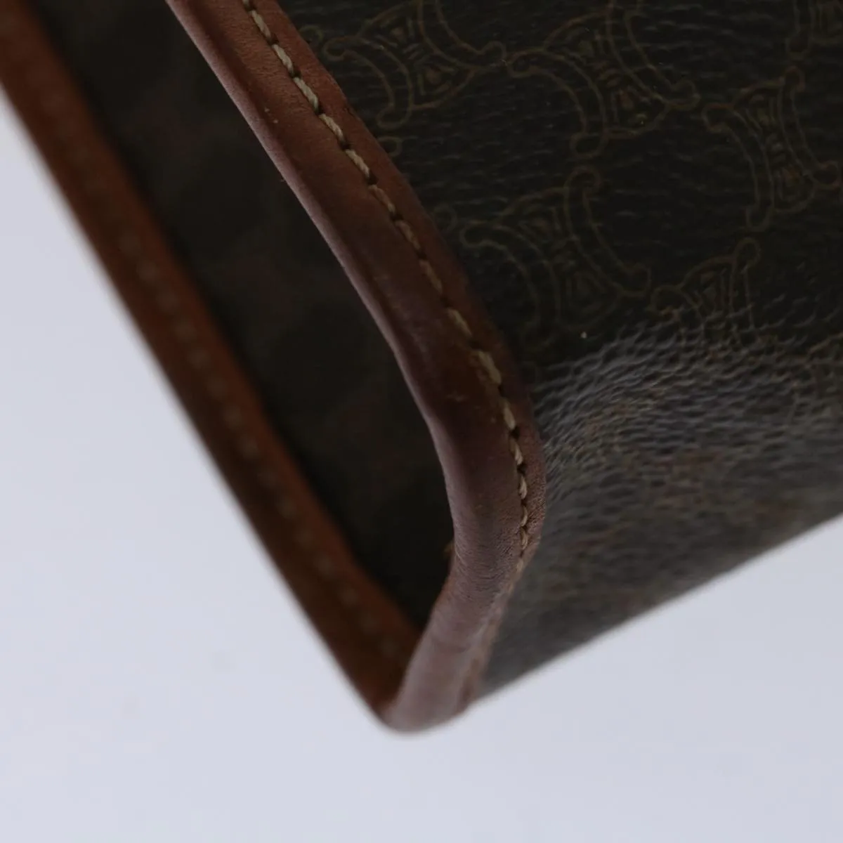 CELINE Macadam Canvas Clutch Bag PVC Brown Auth bs12631