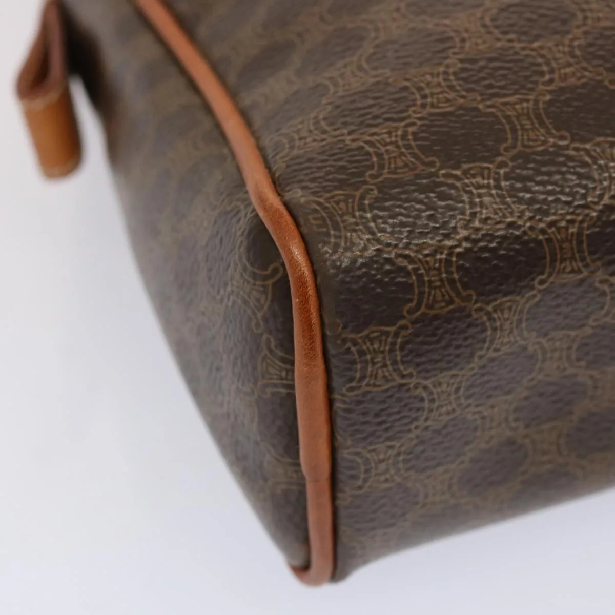CELINE Macadam Canvas Clutch Bag PVC Brown Auth bs14049
