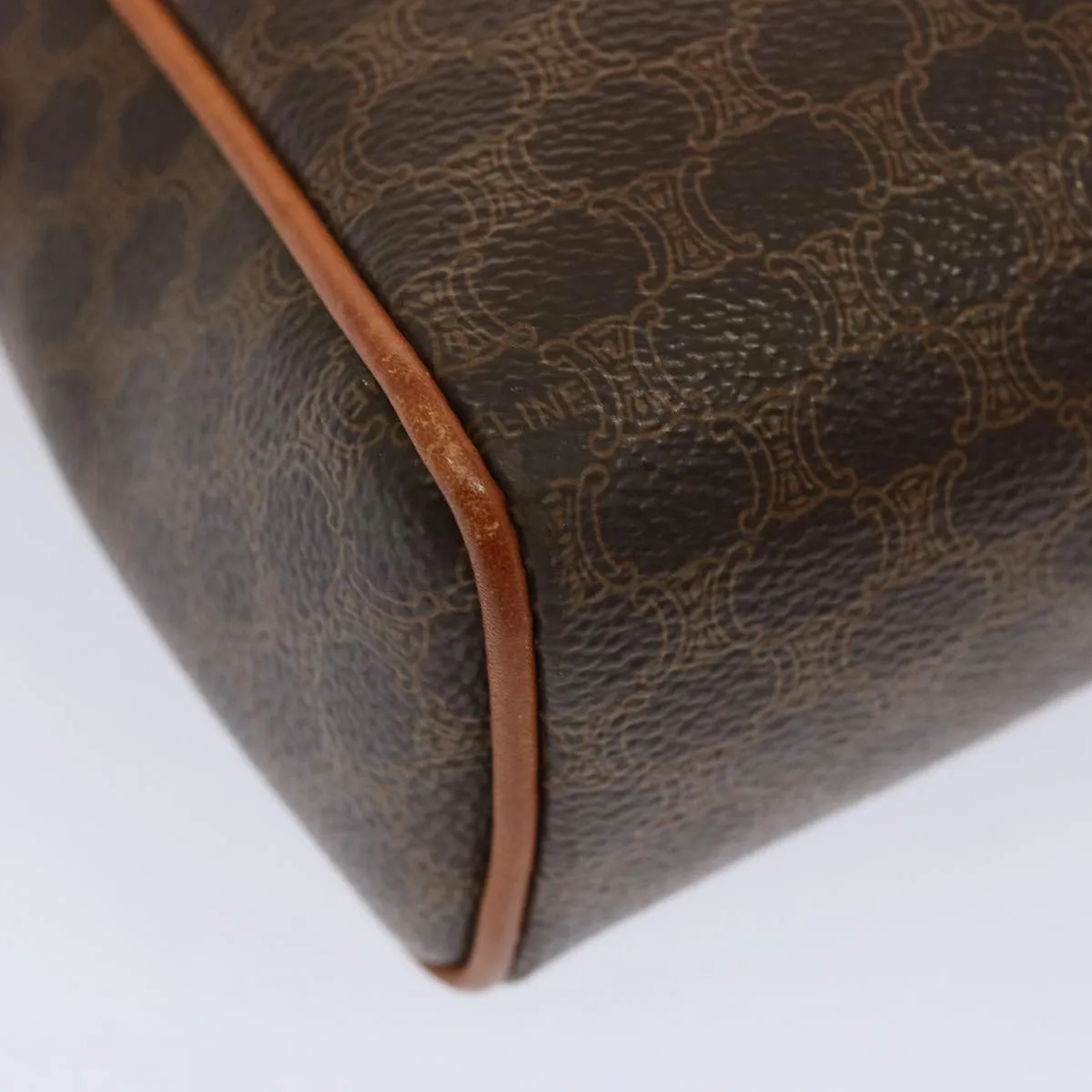 CELINE Macadam Canvas Clutch Bag PVC Brown Auth bs14049