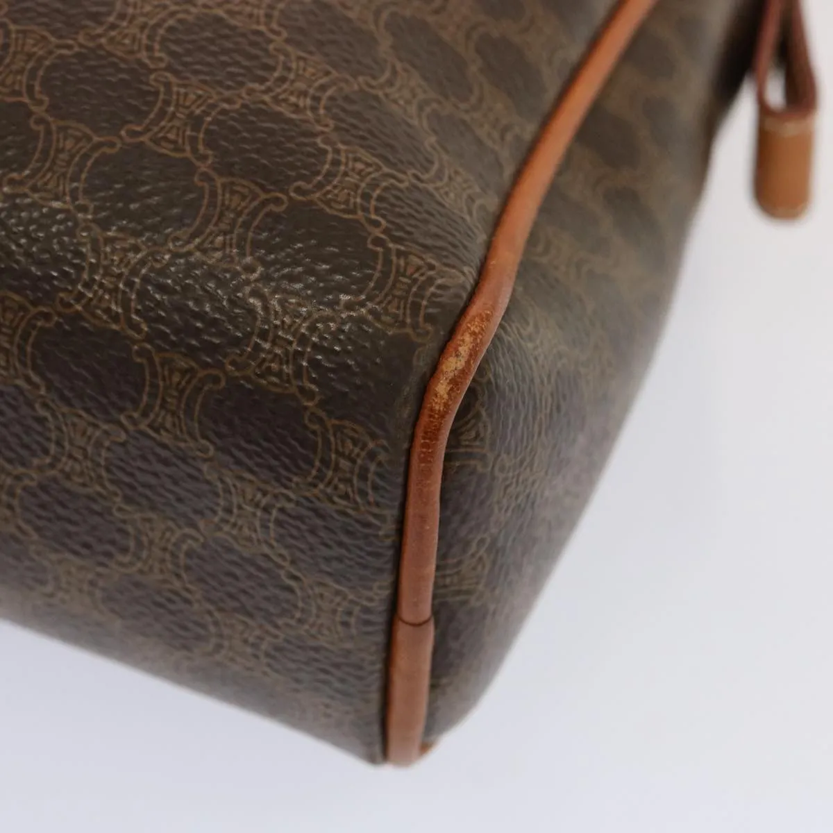 CELINE Macadam Canvas Clutch Bag PVC Brown Auth bs14049