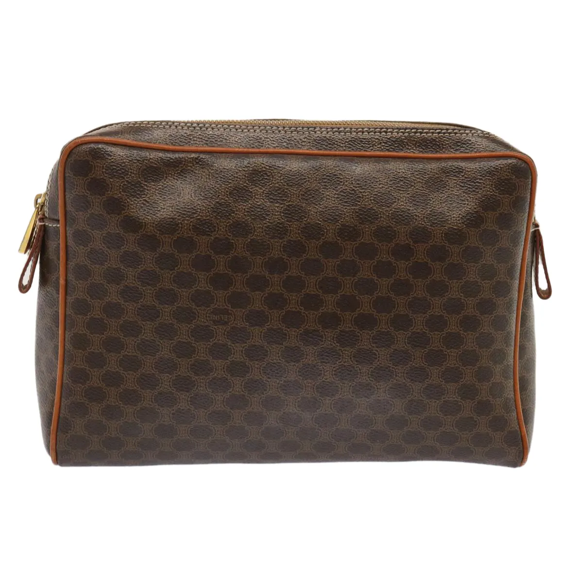 CELINE Macadam Canvas Clutch Bag PVC Brown Auth bs14049