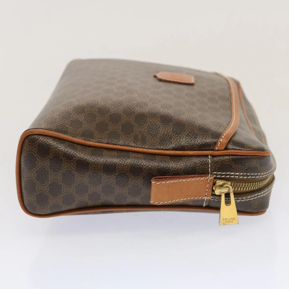 CELINE Macadam Canvas Clutch Bag PVC Brown Auth bs14049