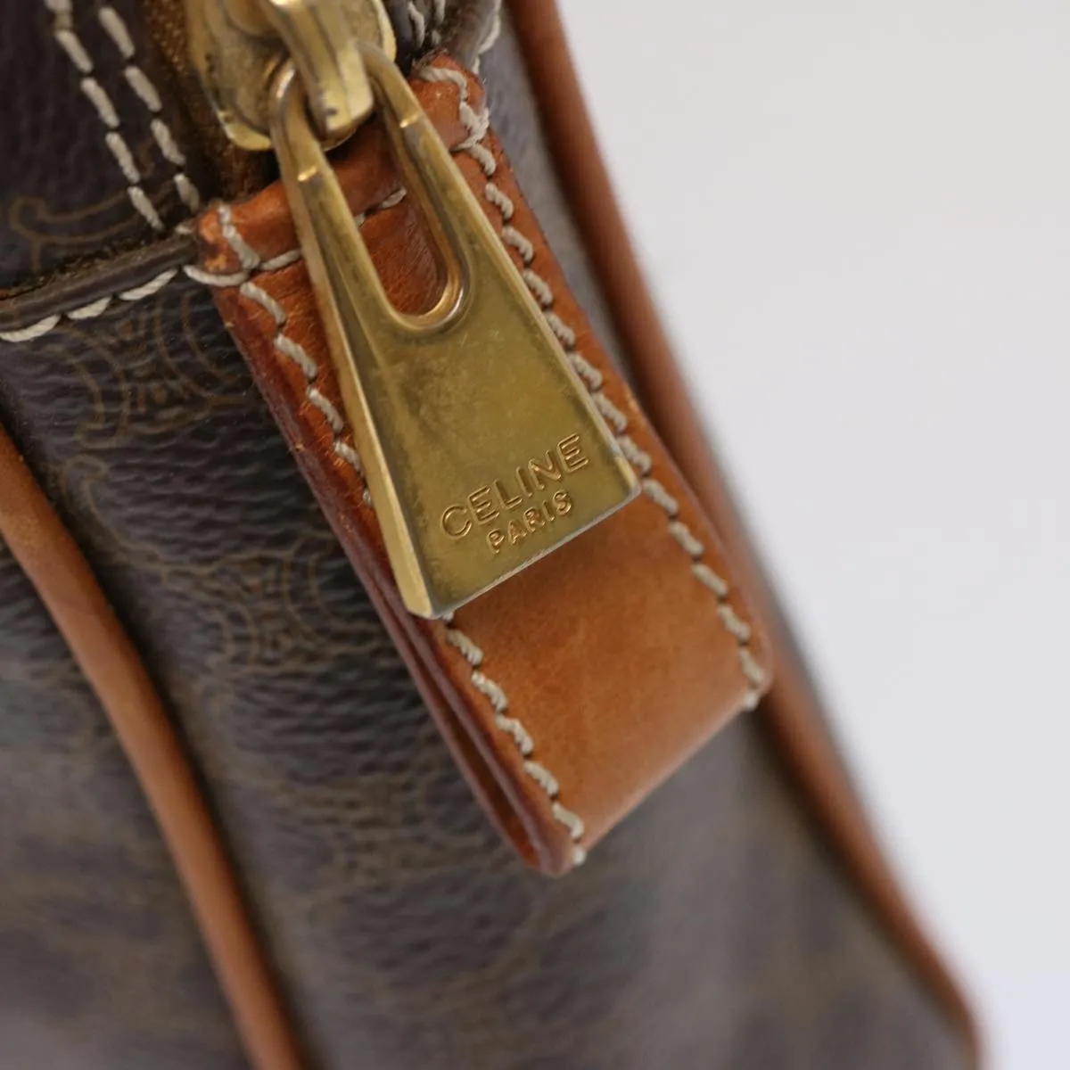 CELINE Macadam Canvas Clutch Bag PVC Brown Auth bs14049
