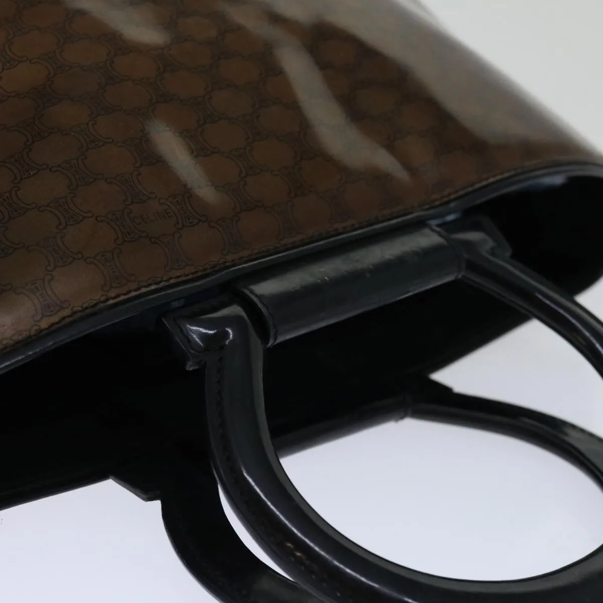 CELINE Macadam Canvas Hand Bag Brown Auth 69047