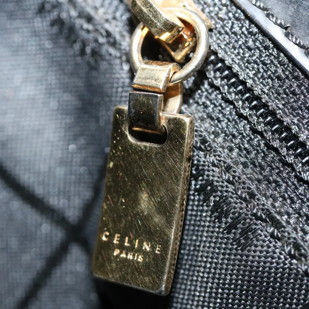 CELINE Macadam Canvas Hand Bag Brown Auth 69047