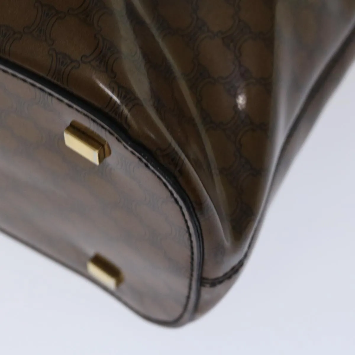 CELINE Macadam Canvas Hand Bag Brown Auth 69047