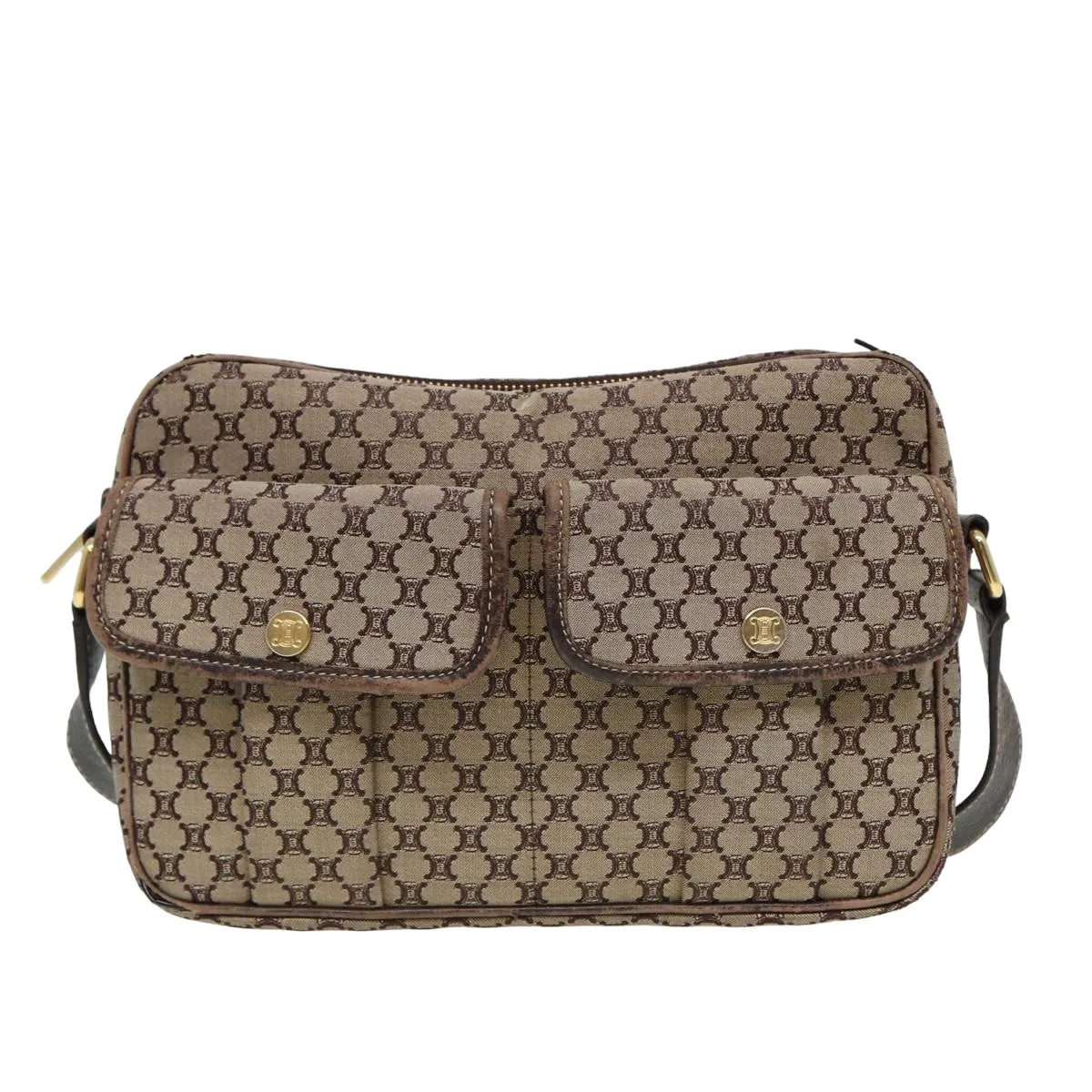CELINE Macadam Canvas Shoulder Bag Brown Auth 80170