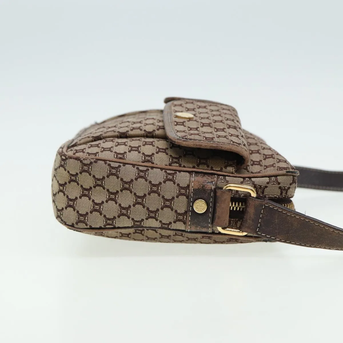 CELINE Macadam Canvas Shoulder Bag Brown Auth 80170
