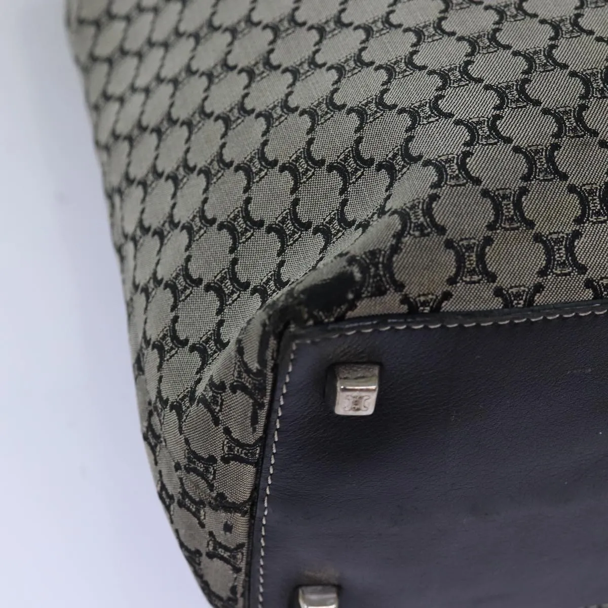 CELINE Macadam Canvas Tote Bag Gray Auth bs14323