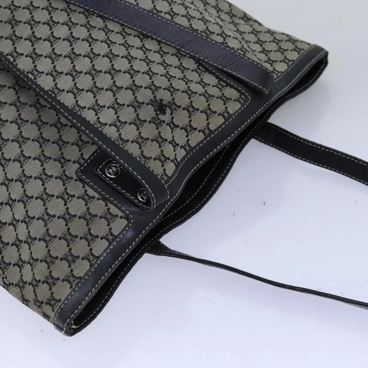 CELINE Macadam Canvas Tote Bag Gray Auth bs14323