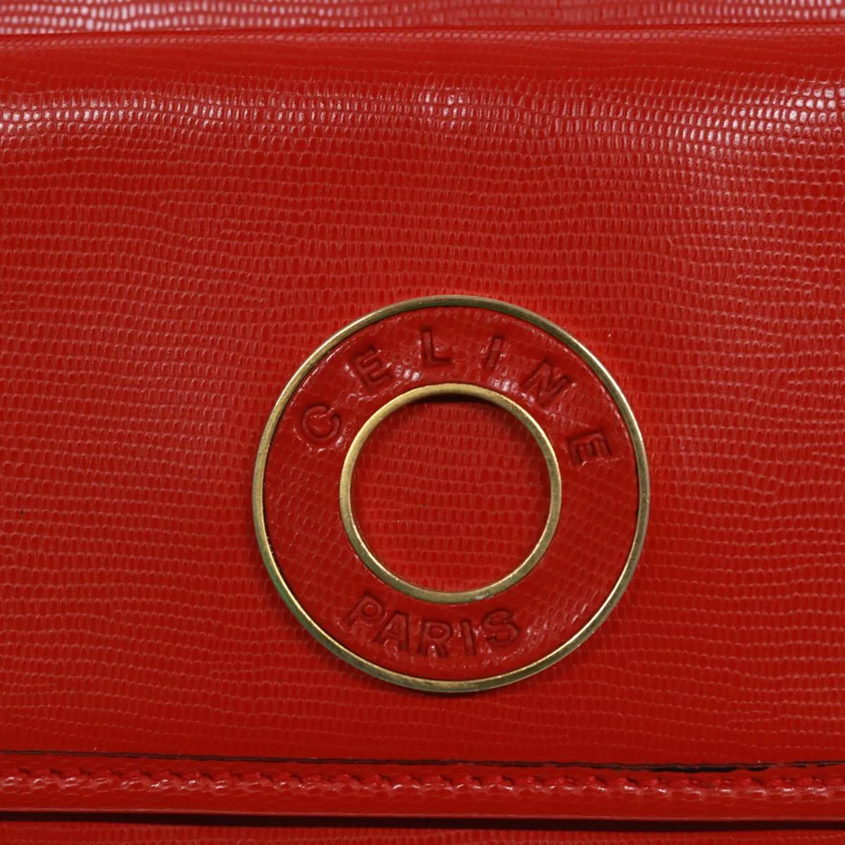 CELINE Shoulder Bag Leather Red Auth bs15049