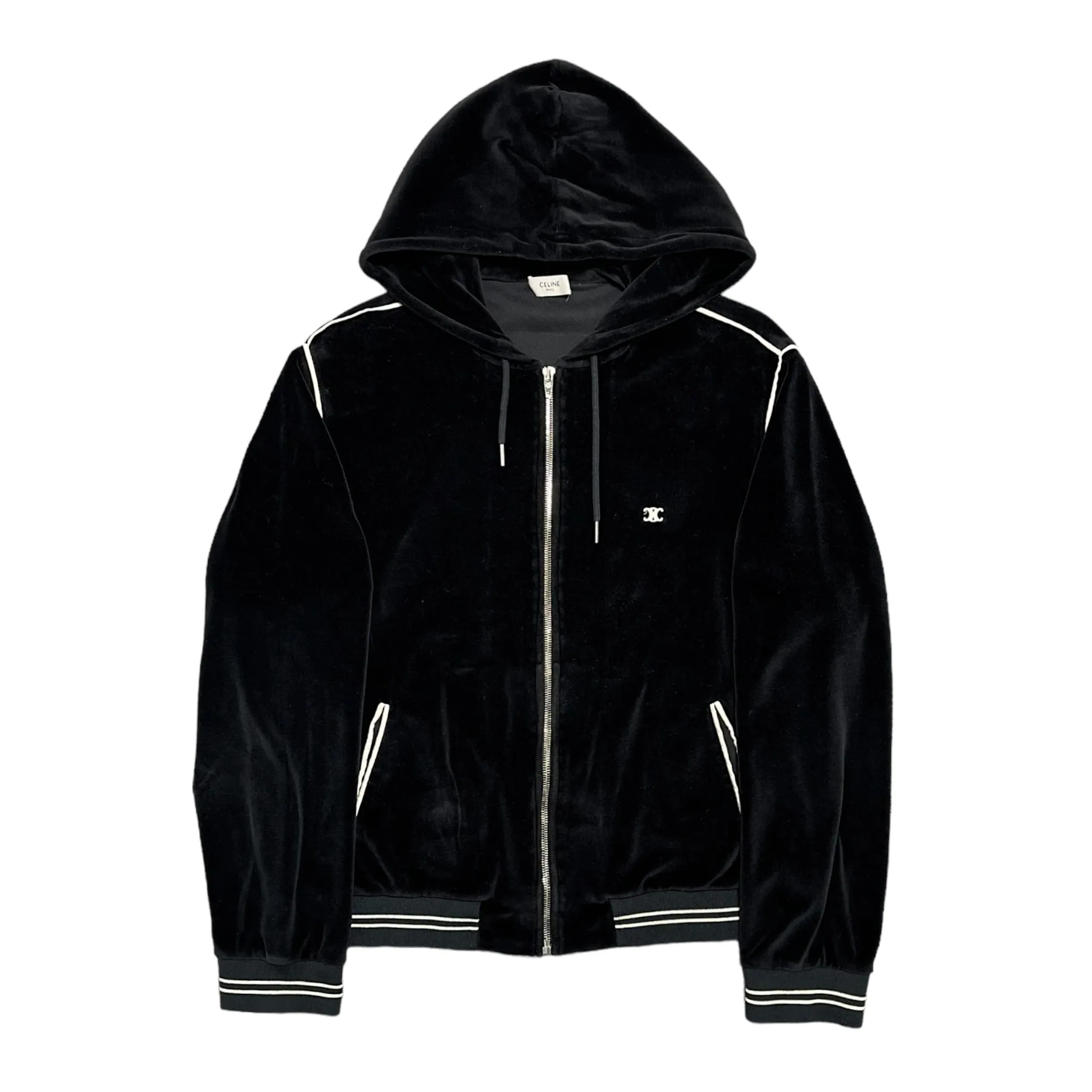 Celine Small Logo Track Hooded Sweatshirt Black Pre-Owned