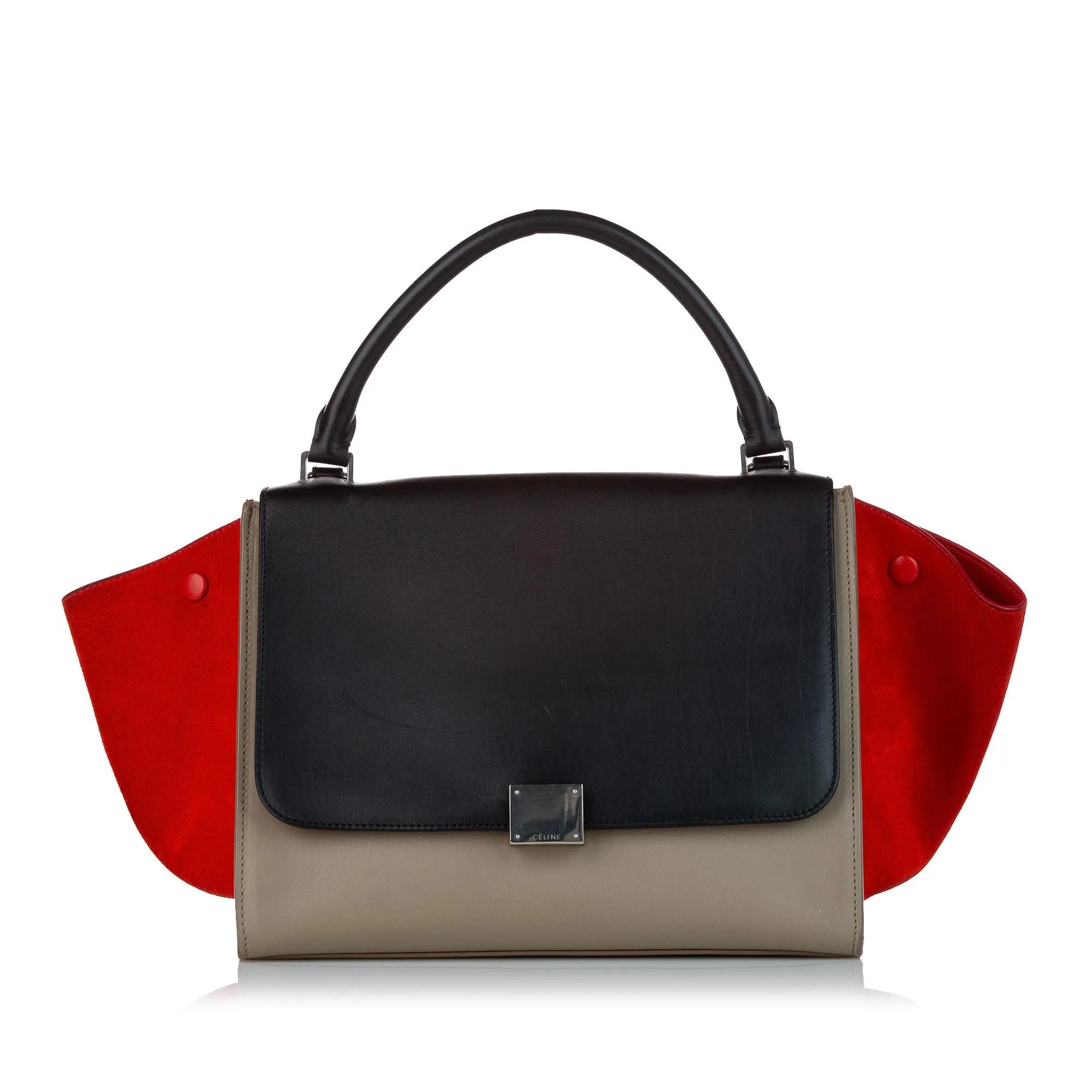 Celine Trapeze Tricolor Leather Satchel