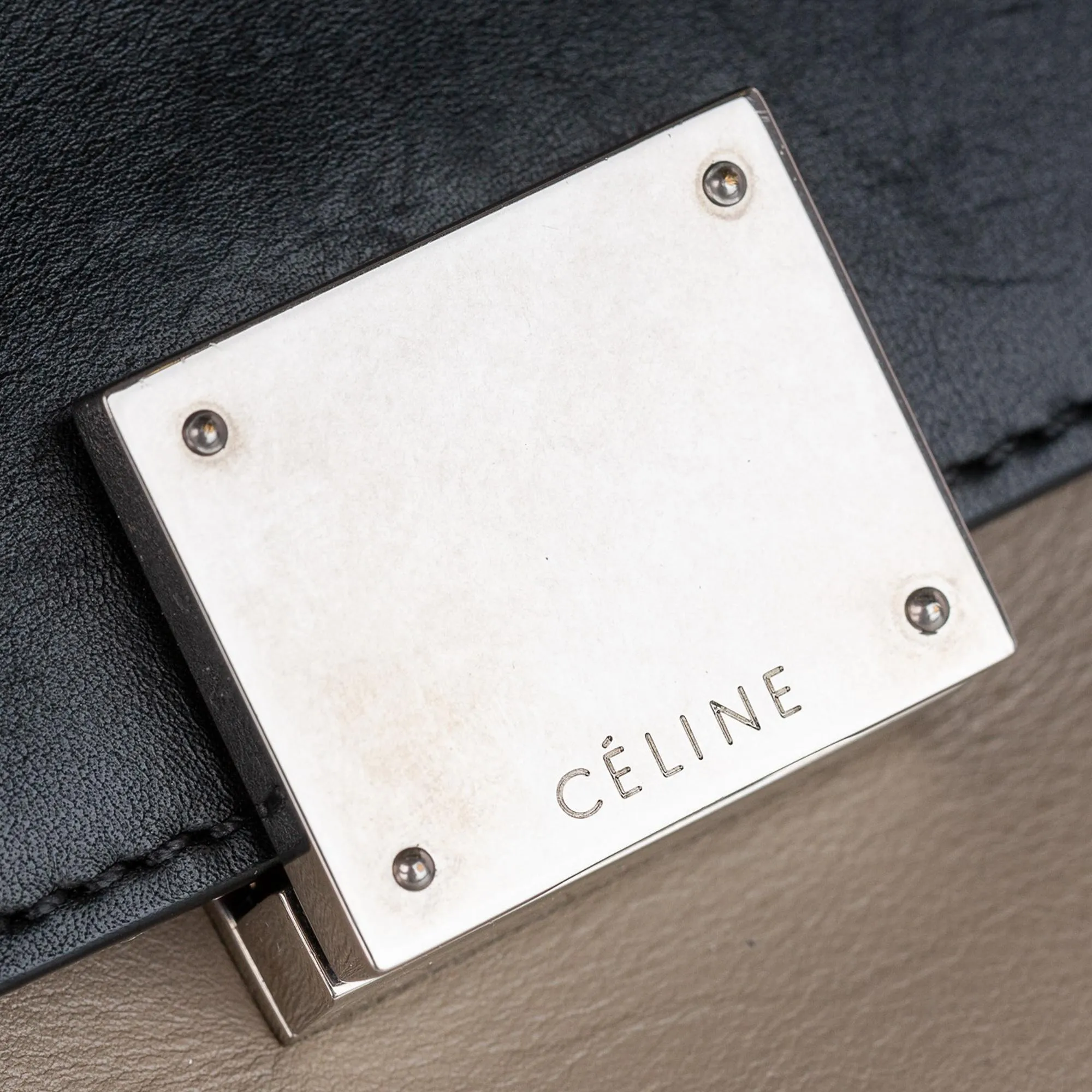 Celine Trapeze Tricolor Leather Satchel