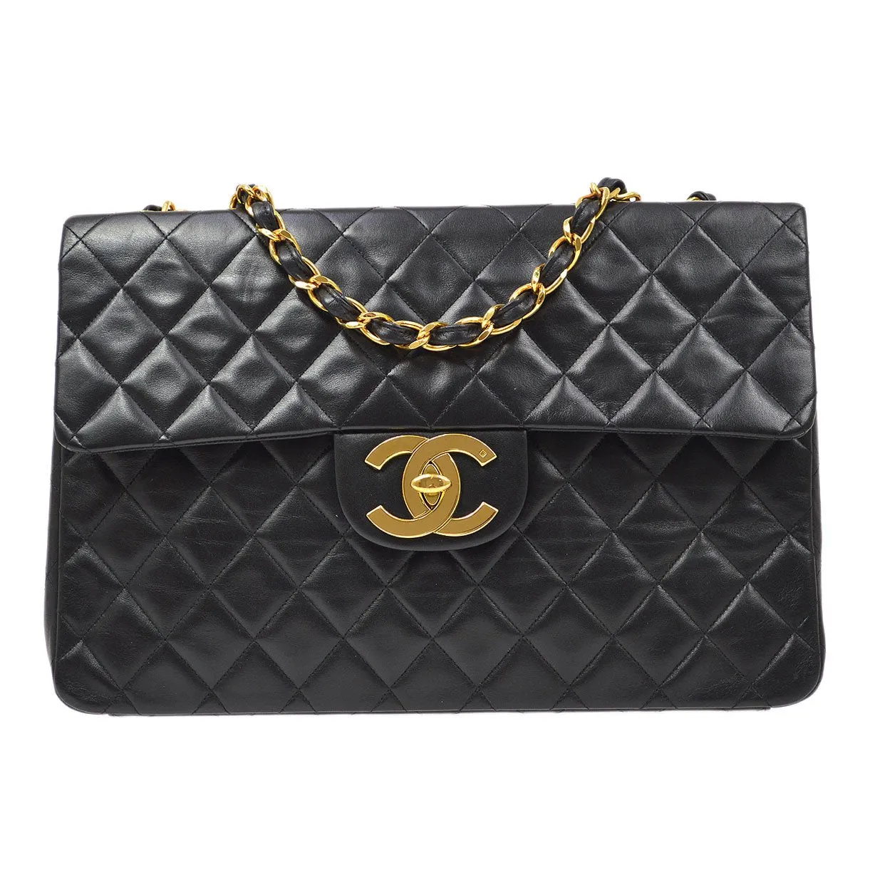 Chanel 1994-1996 Classic Flap Maxi Black Lambskin 70689