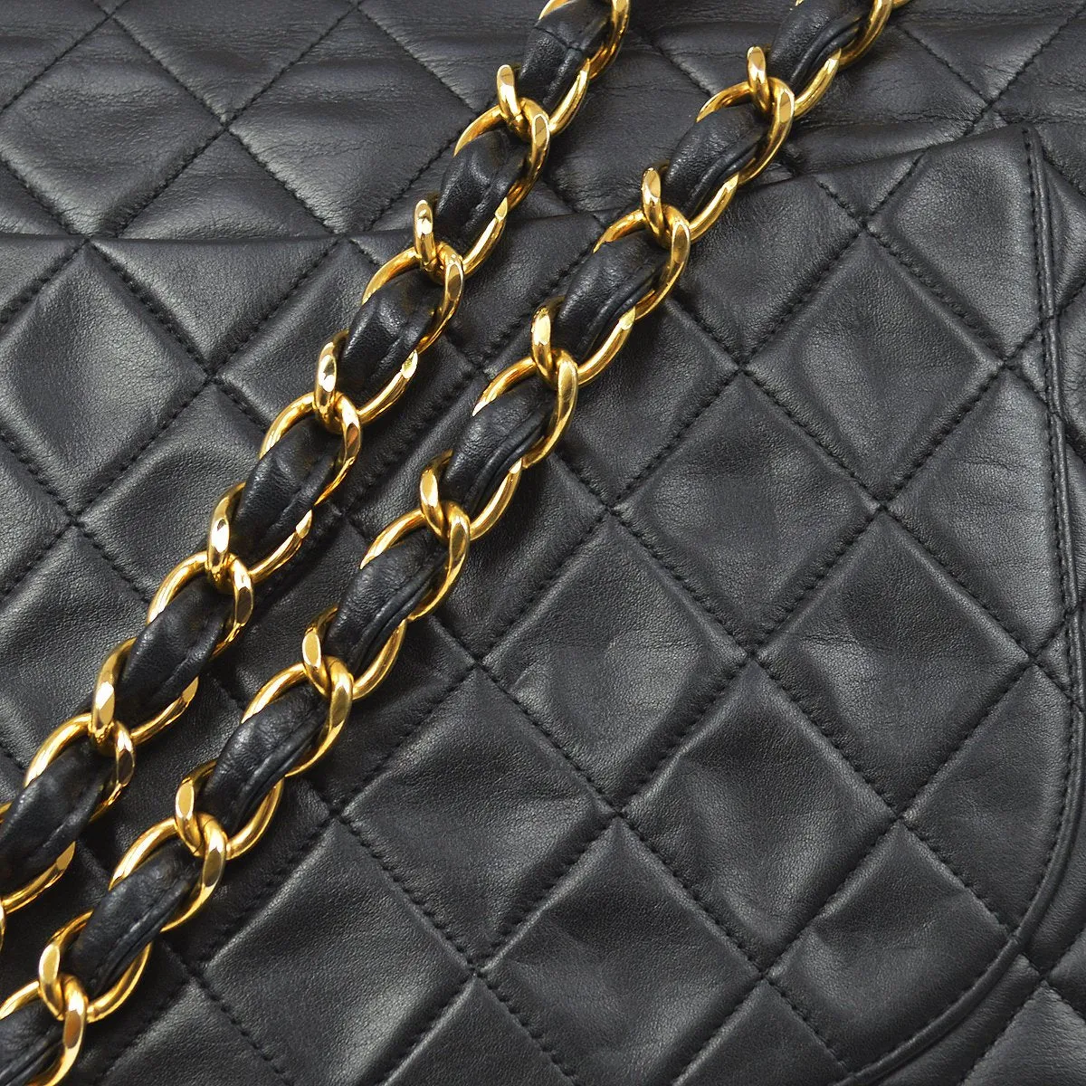Chanel 1994-1996 Classic Flap Maxi Black Lambskin 80511