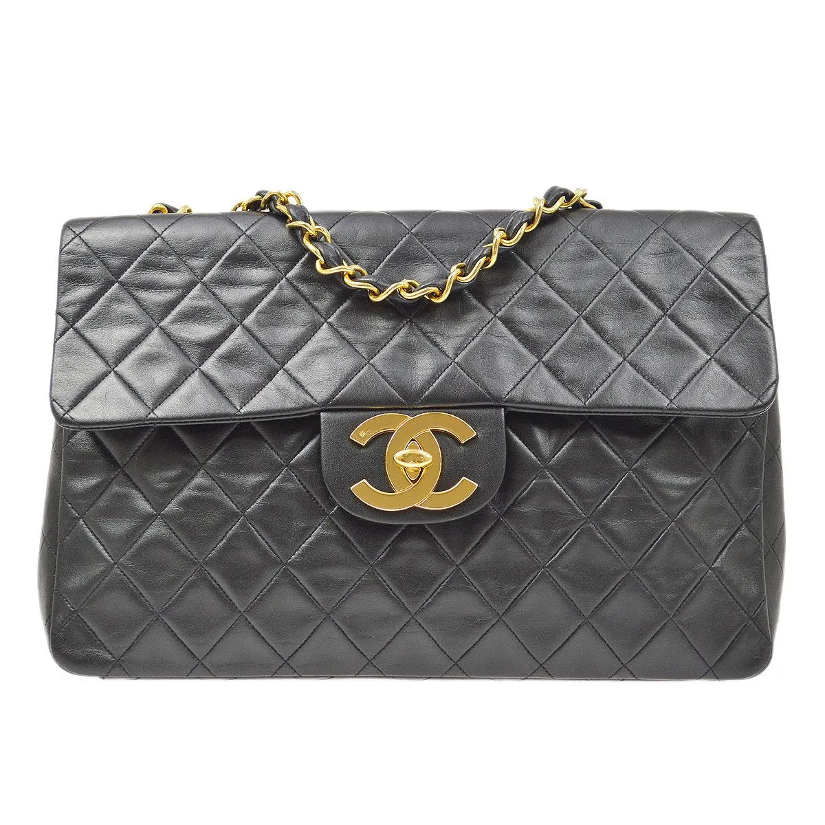 Chanel 1994-1996 Classic Flap Maxi Black Lambskin 80511
