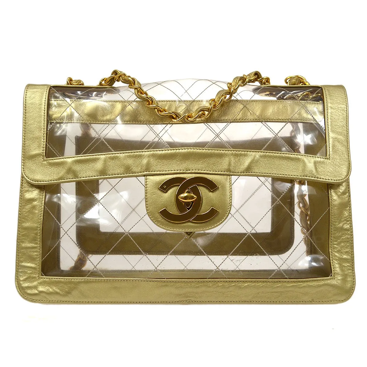 CHANEL 1995 PVC Quilted Classic Flap Maxi AK34112c