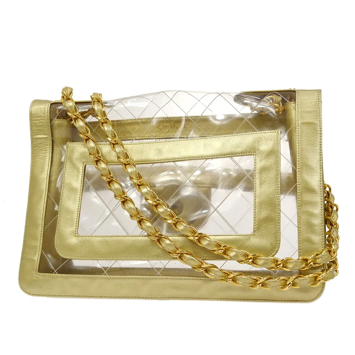 CHANEL 1995 PVC Quilted Classic Flap Maxi AK34112c