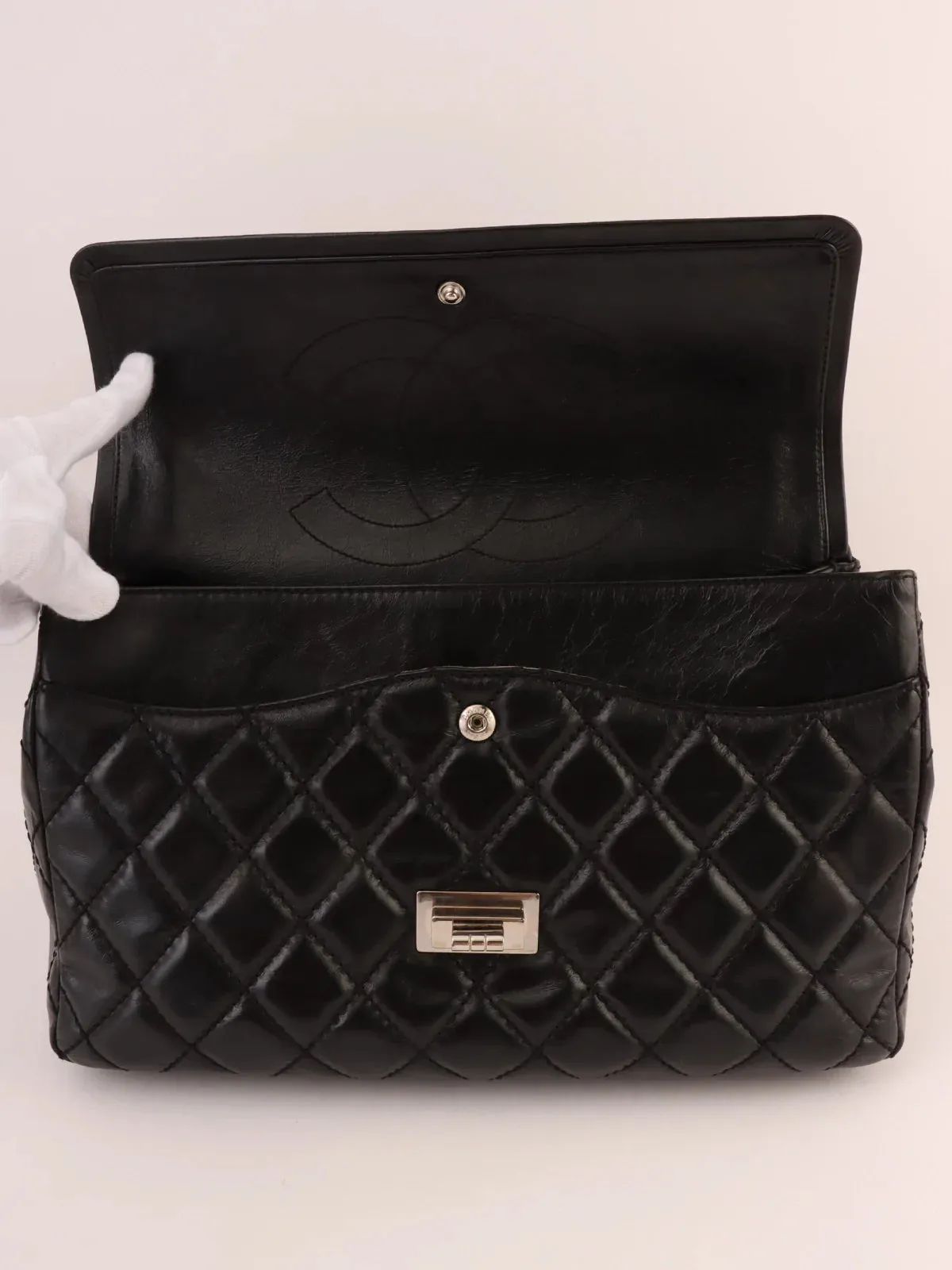 CHANEL Around 2008 Made 2.55 Chain Shoulder Bag Black