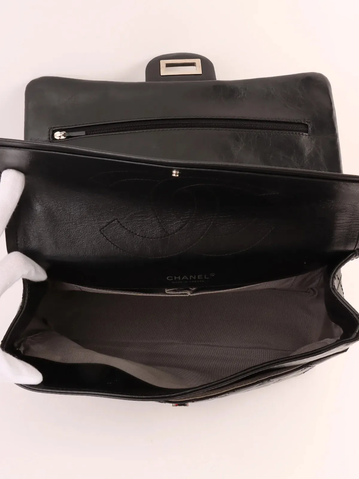 CHANEL Around 2008 Made 2.55 Chain Shoulder Bag Black