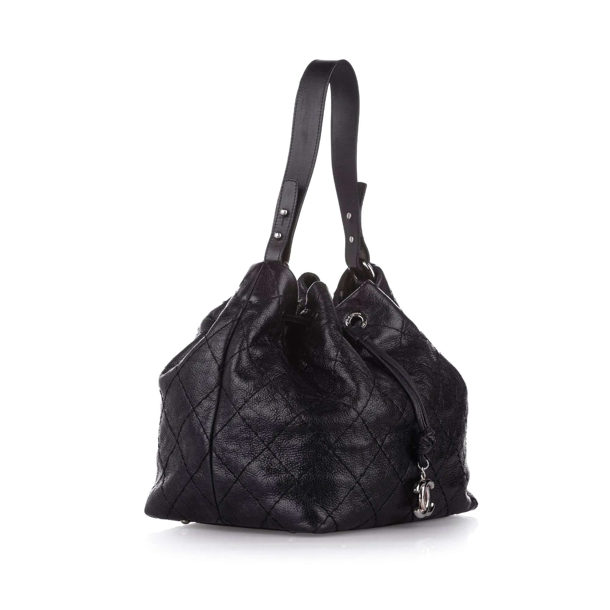 Chanel CC Matelasse Leather Bucket Black