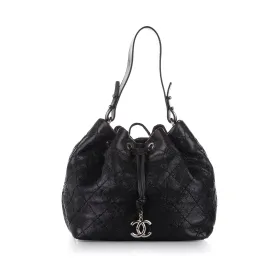 Chanel CC Matelasse Leather Bucket Black