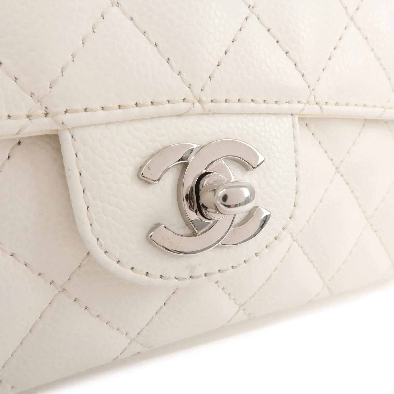 CHANEL Matelasse Caviar Skin Chain Shoulder Bag White