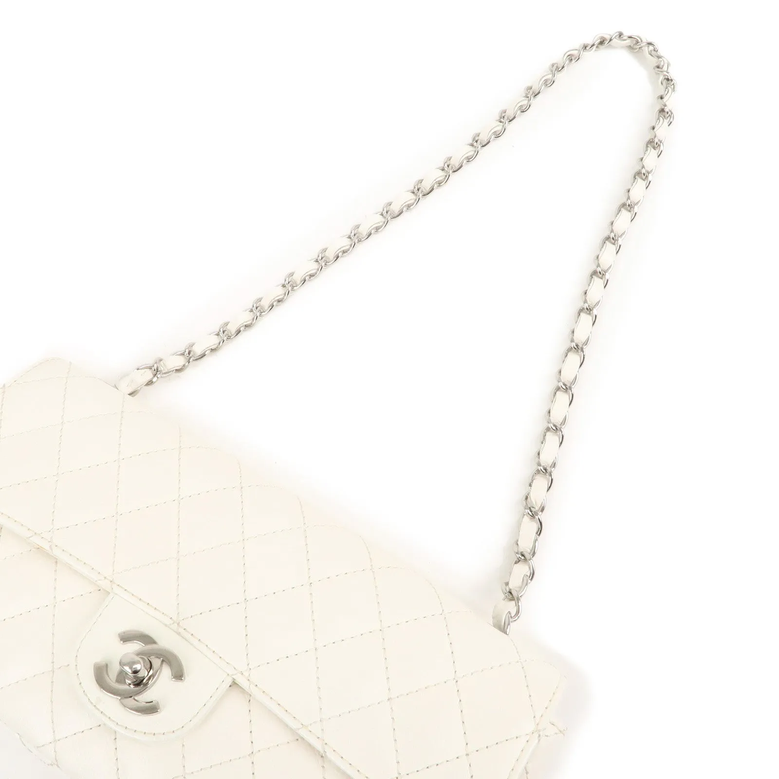 CHANEL Matelasse Caviar Skin Chain Shoulder Bag White