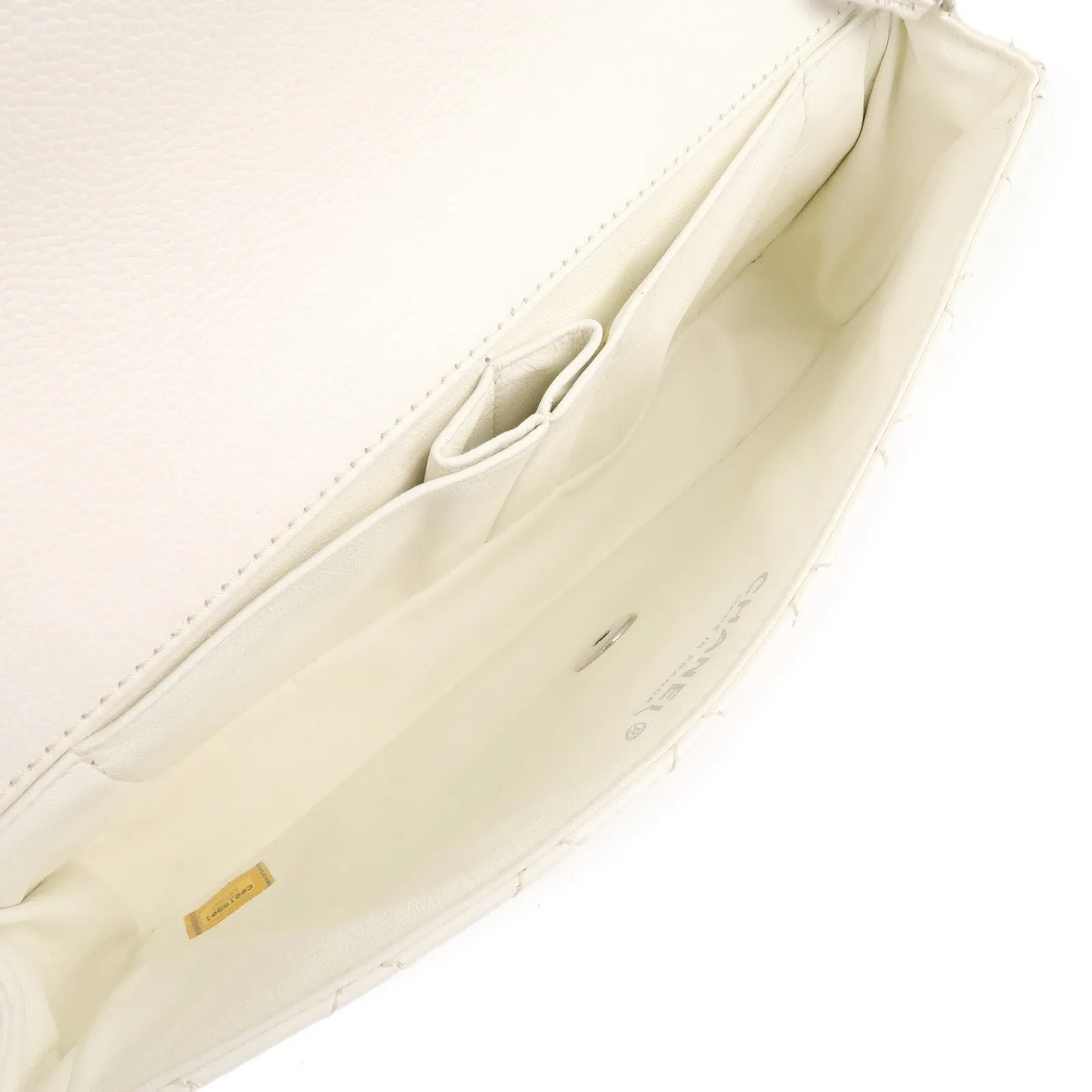CHANEL Matelasse Caviar Skin Chain Shoulder Bag White