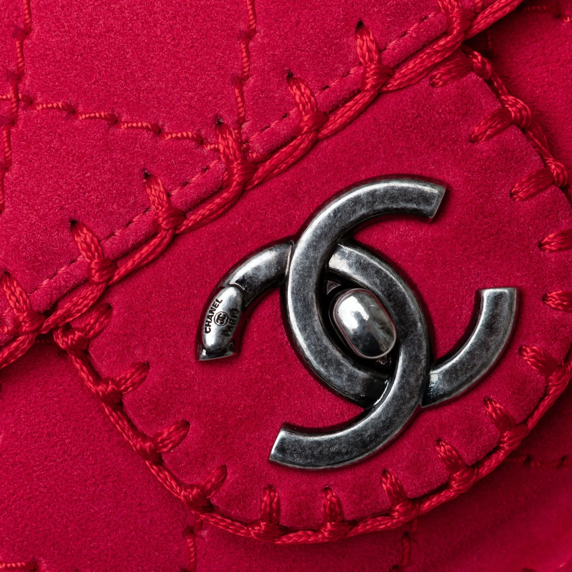 Chanel Medium Quilted Suede Stitched Single Flap Shoulder Bag