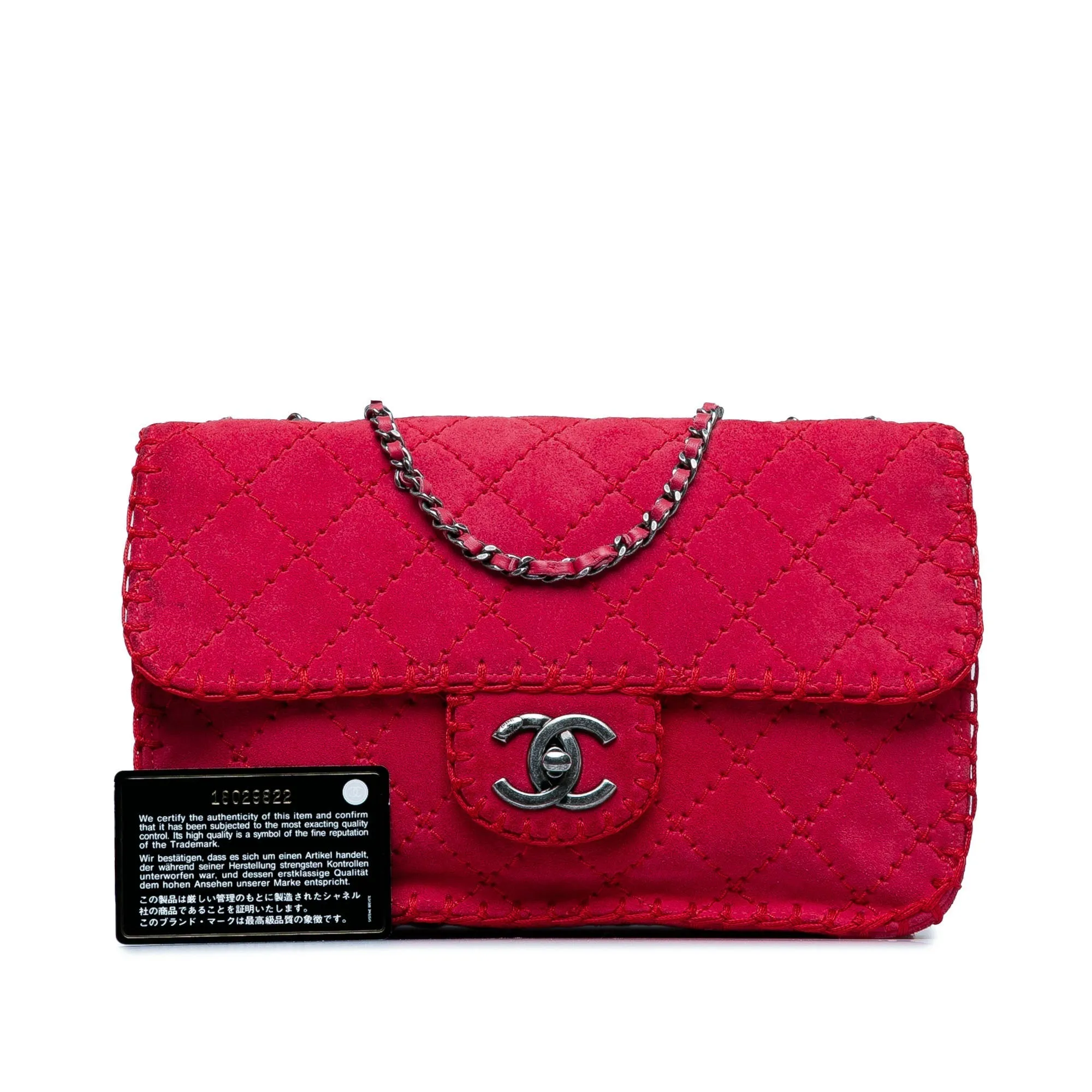 Chanel Medium Quilted Suede Stitched Single Flap Shoulder Bag