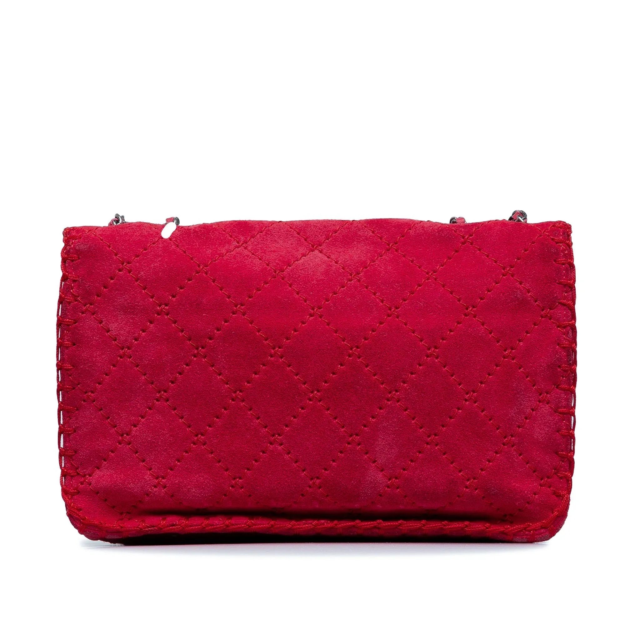 Chanel Medium Quilted Suede Stitched Single Flap Shoulder Bag