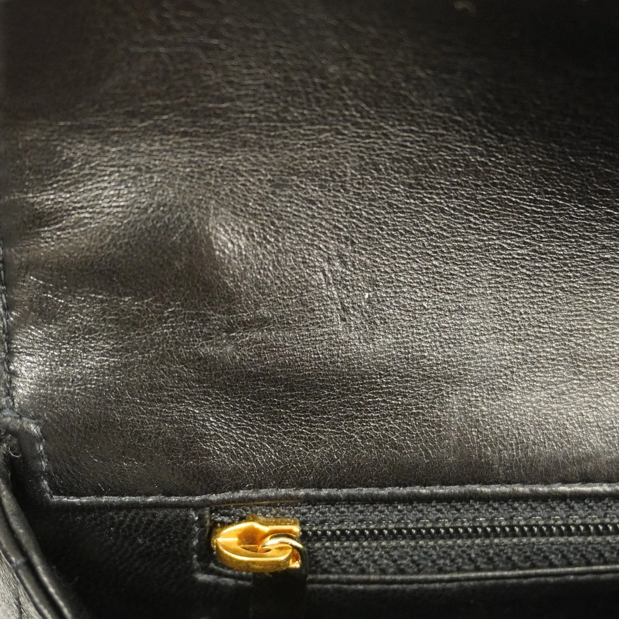 CHANELAuth  Chocolate Bar Single Chain Shoulder Bag Women's Leather Black