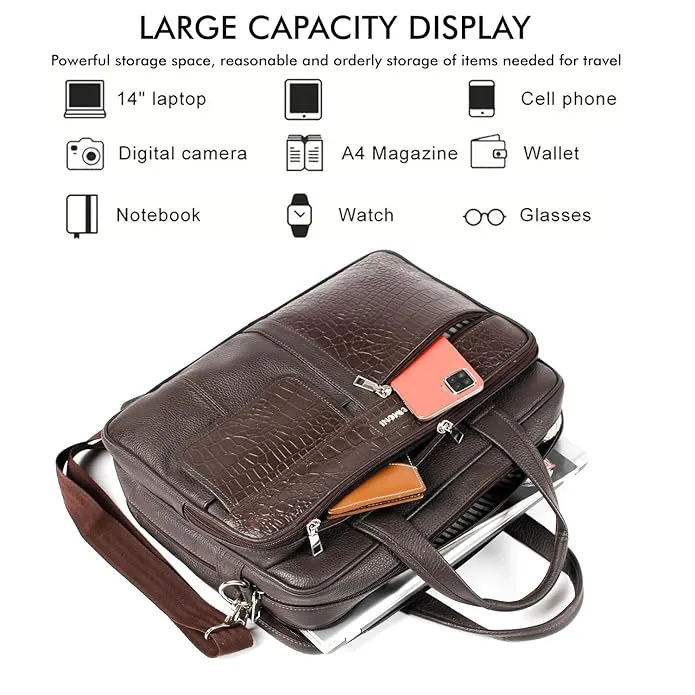 CIMONI® Premium Genuine Leather Laptop Bag Heavy Duty Office Laptop Bag