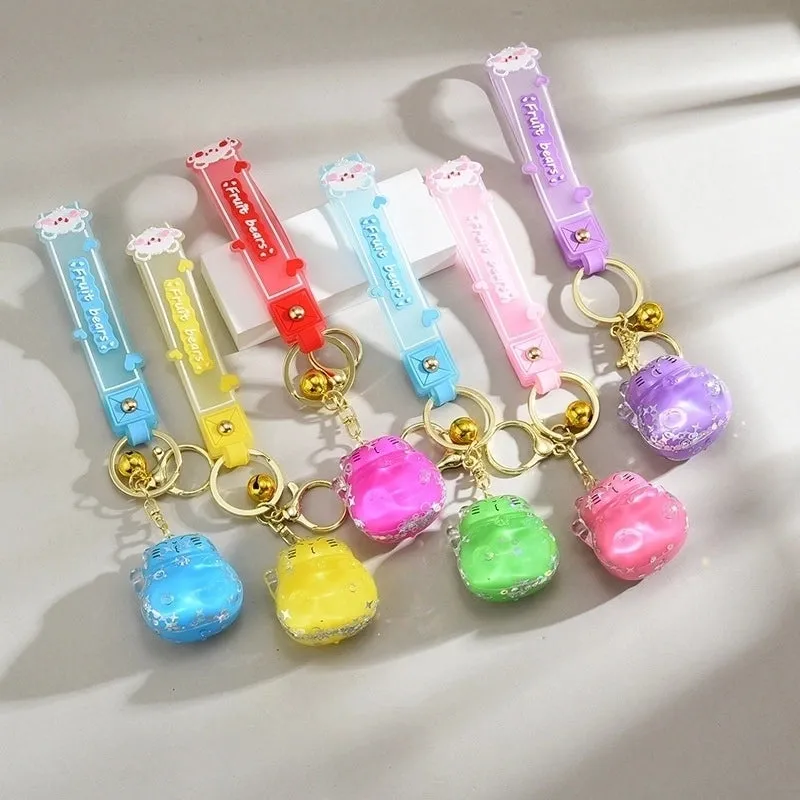 Cute Lucky Cat Floating Bottle Keychain Creative Quicksand Hanging Decoration Exquisite Couple Cars And Bags Key Pendants