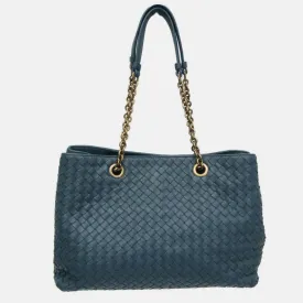Dark green Intrecciato Leather Chain Tote Bag