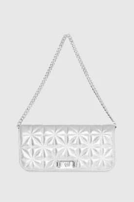 Deco Quilted Clutch Bag In Silver