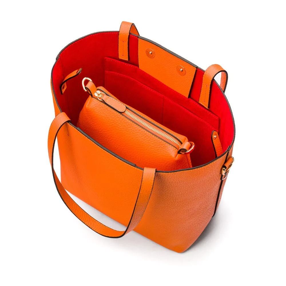 Emma 2 in 1 Leather Tote Bag - Orange