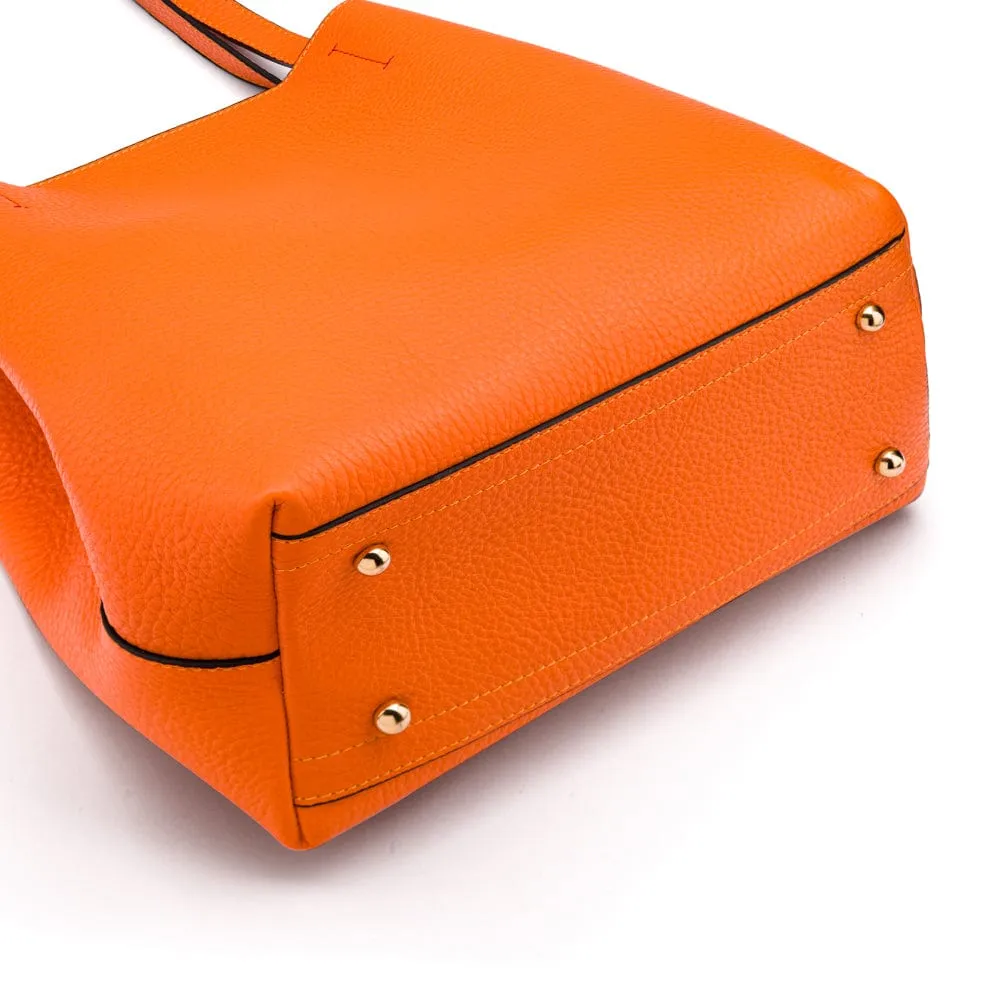 Emma 2 in 1 Leather Tote Bag - Orange