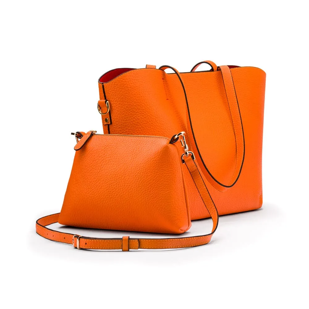 Emma 2 in 1 Leather Tote Bag - Orange