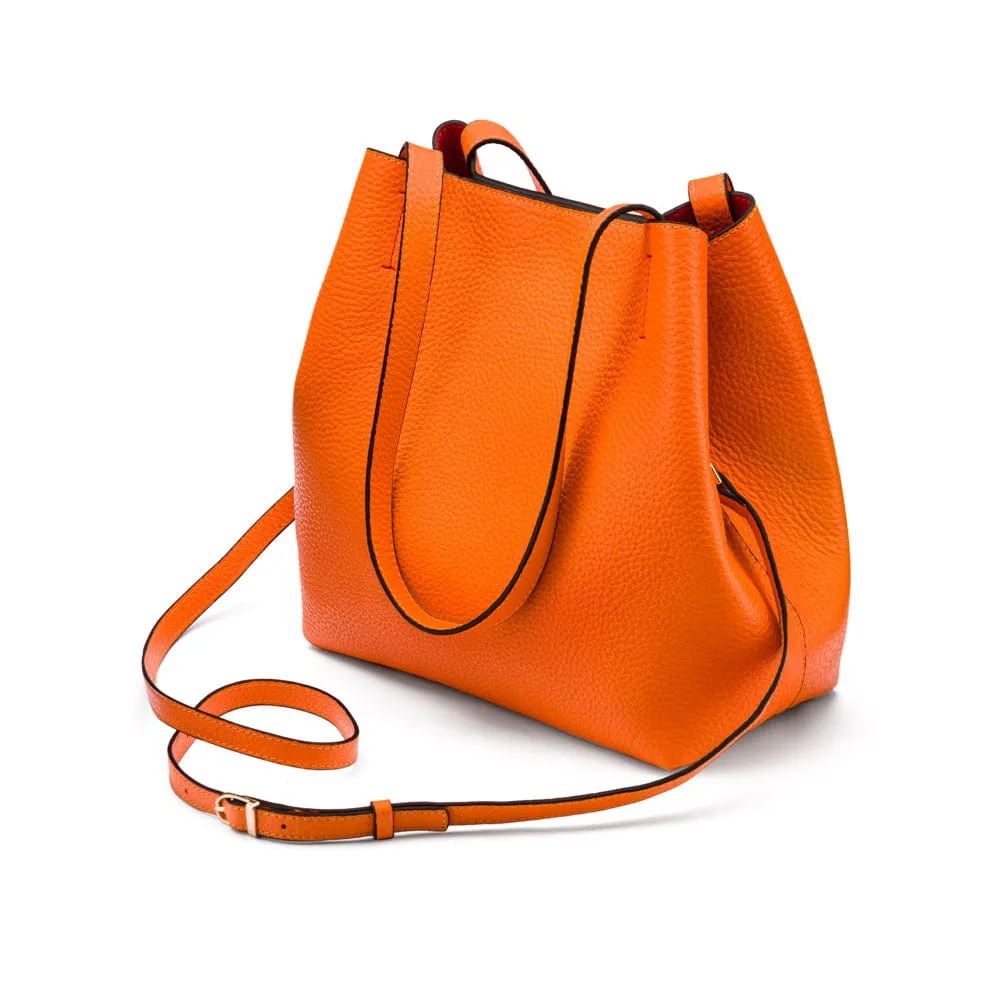 Emma 2 in 1 Leather Tote Bag - Orange