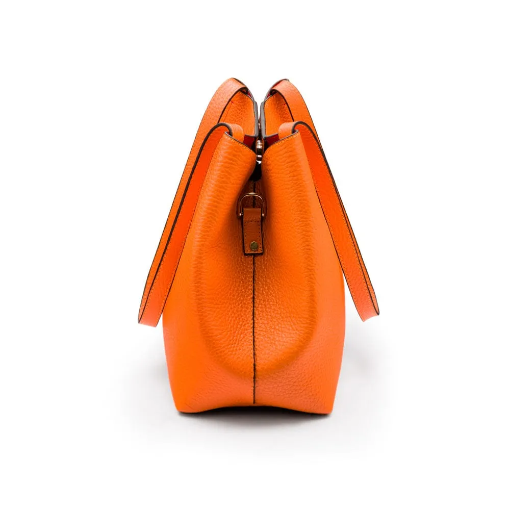 Emma 2 in 1 Leather Tote Bag - Orange