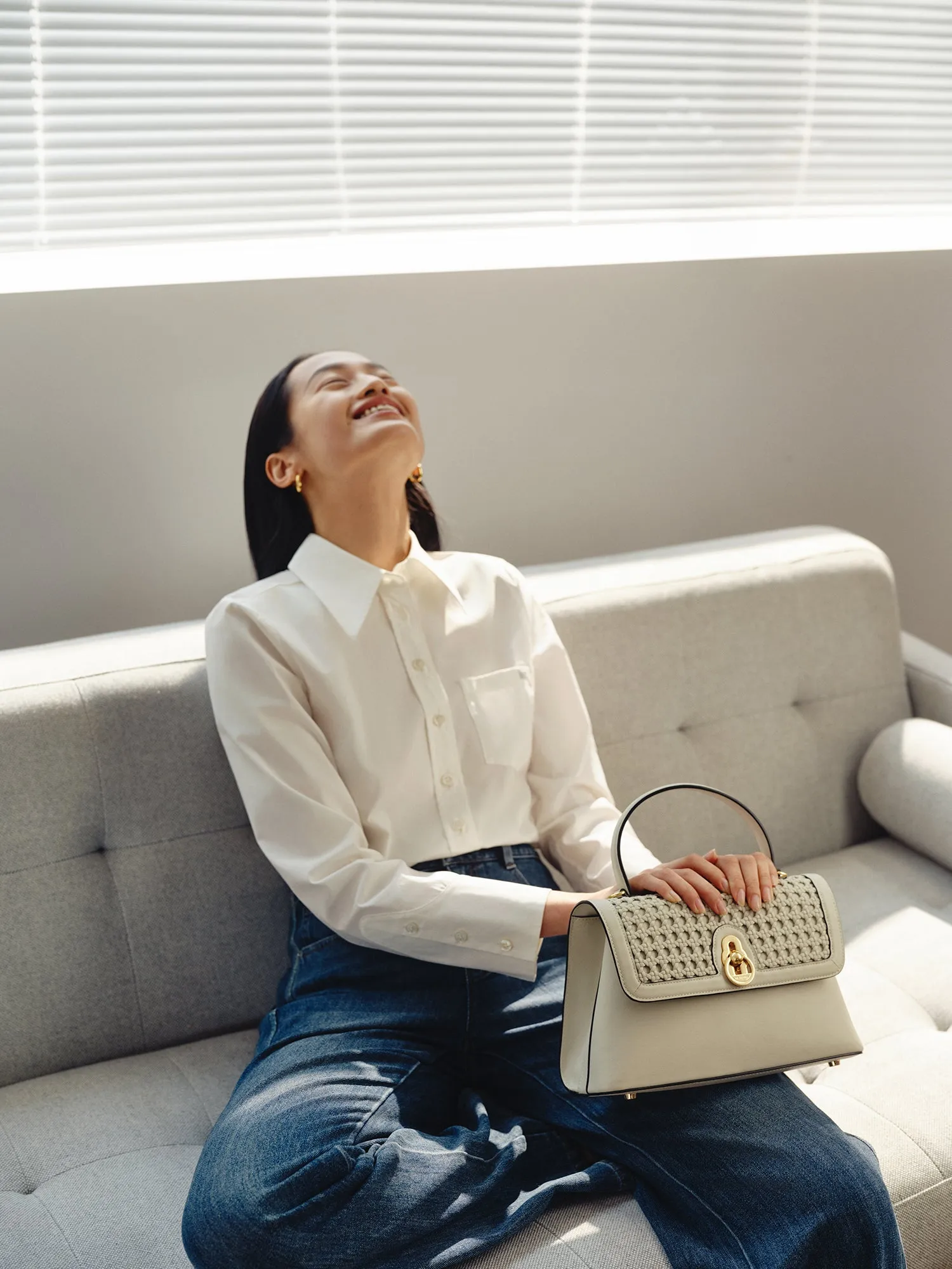 EP YAYING Woven Leather Flap Bag