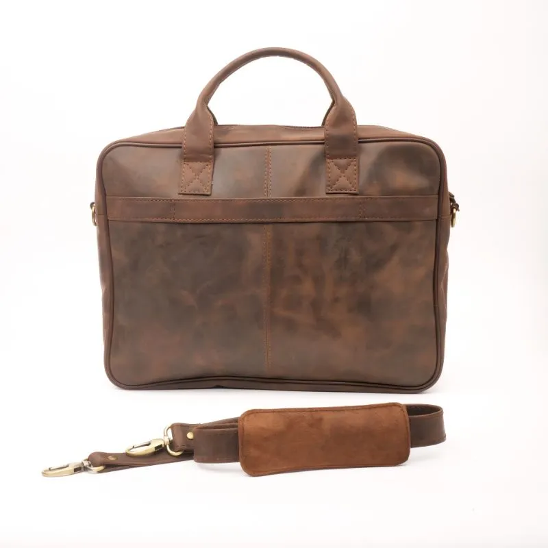 Everyday Companion Leather Laptop Bag-Vintage Dark Brown