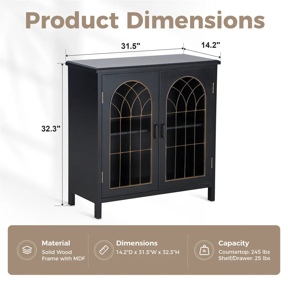 Exquisite Metal Church Window Buffet Storage Cabinet-MFSTUDIO
