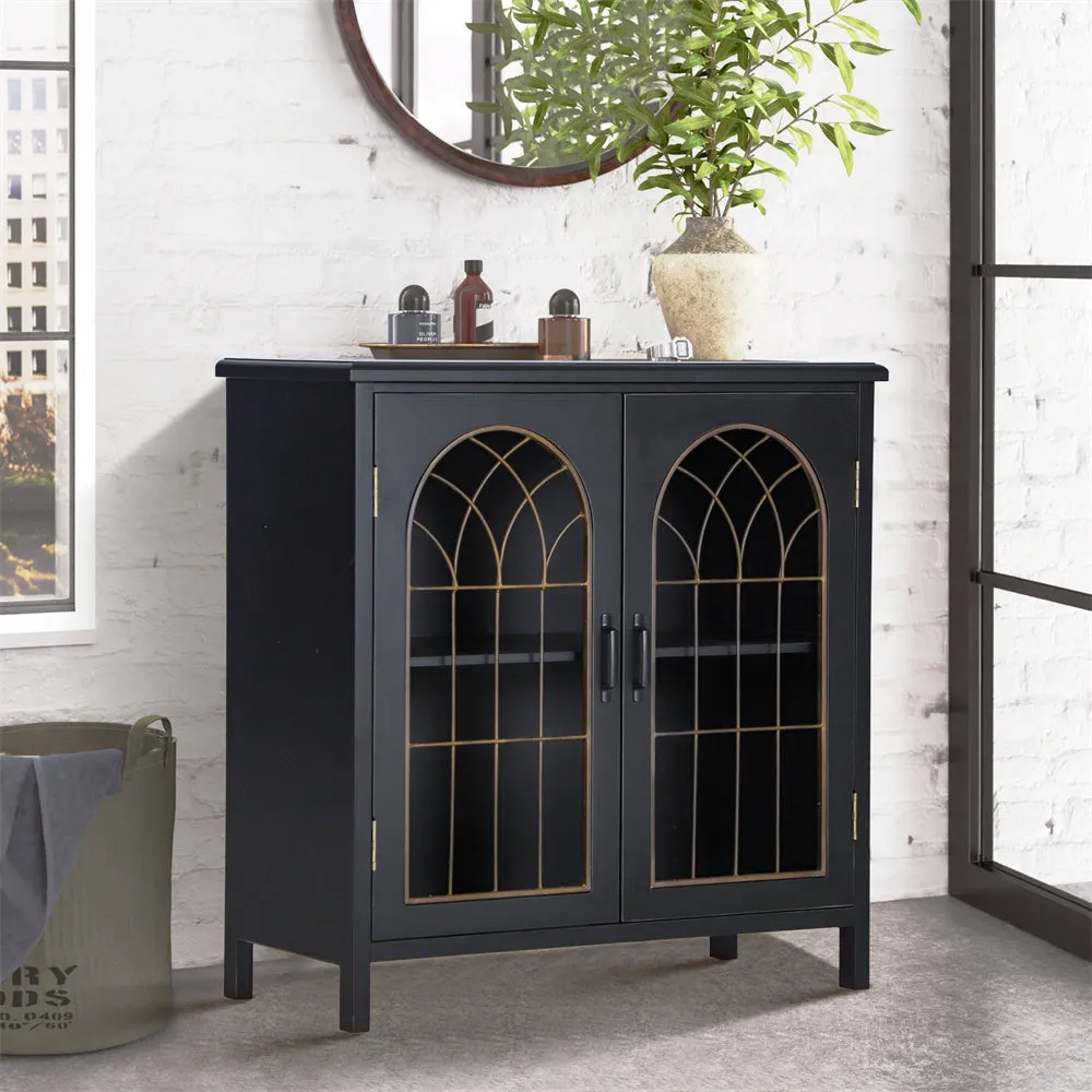 Exquisite Metal Church Window Buffet Storage Cabinet-MFSTUDIO