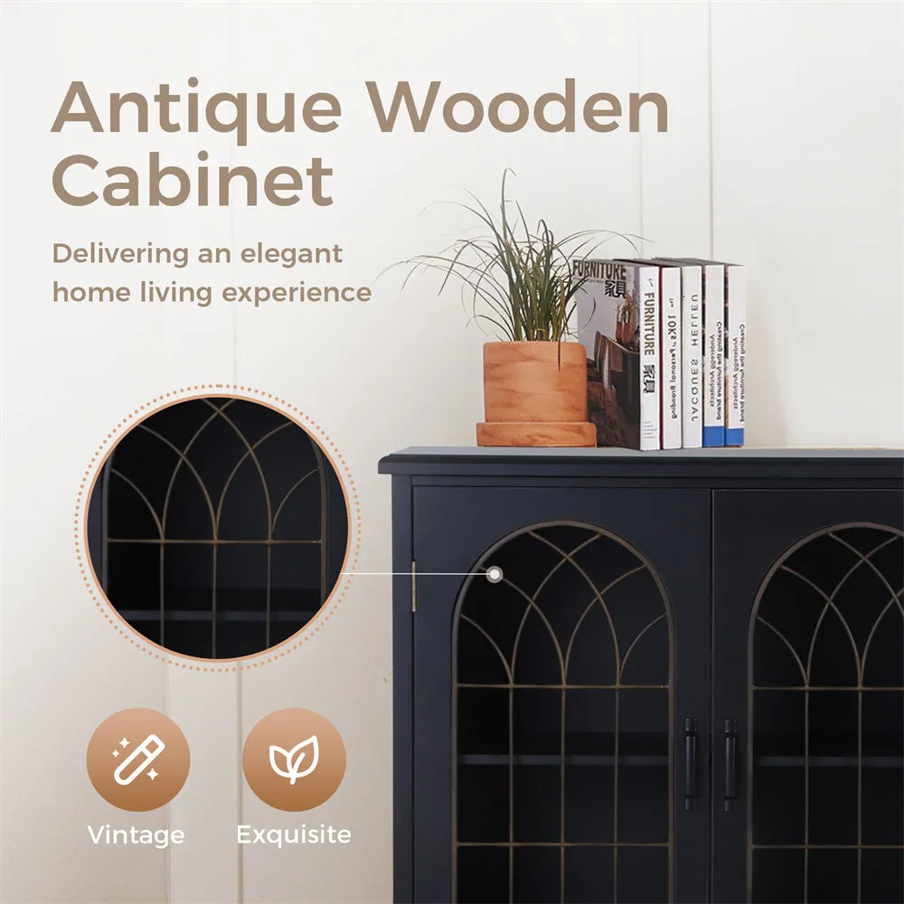 Exquisite Metal Church Window Buffet Storage Cabinet-MFSTUDIO