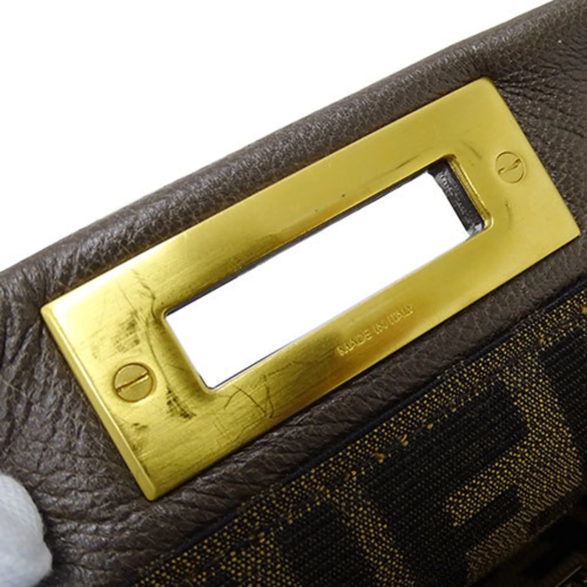 FENDI Bag Women's Handbag Shoulder 2way Leather Peekaboo Large Charcoal Brown 8BN210 Cool