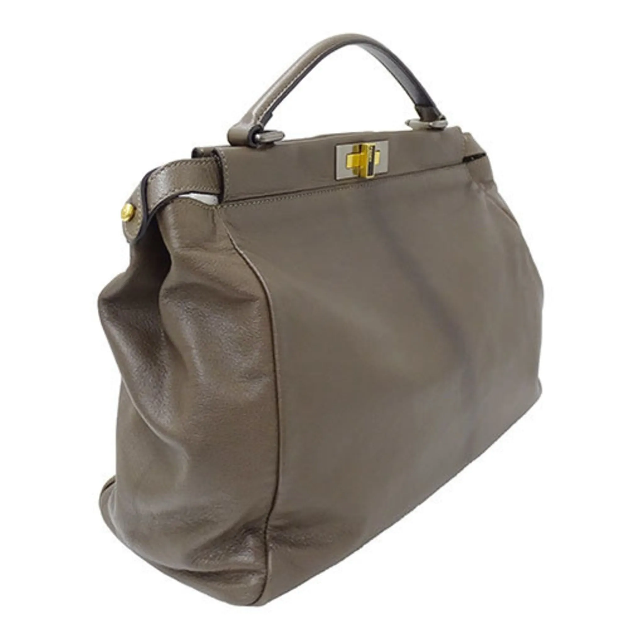 FENDI Bag Women's Handbag Shoulder 2way Leather Peekaboo Large Charcoal Brown 8BN210 Cool